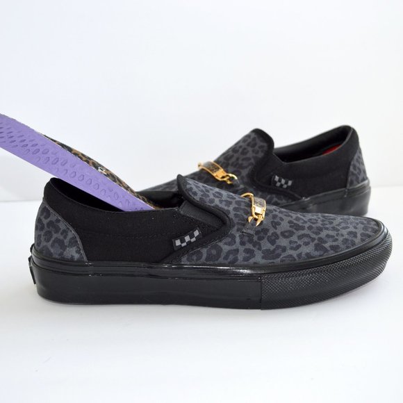 VANS SKATE SLIP ON CHER STRAUBERRY CHEETAH GRAY BLACK SNEAKER SHOES NEW - Picture 8 of 8